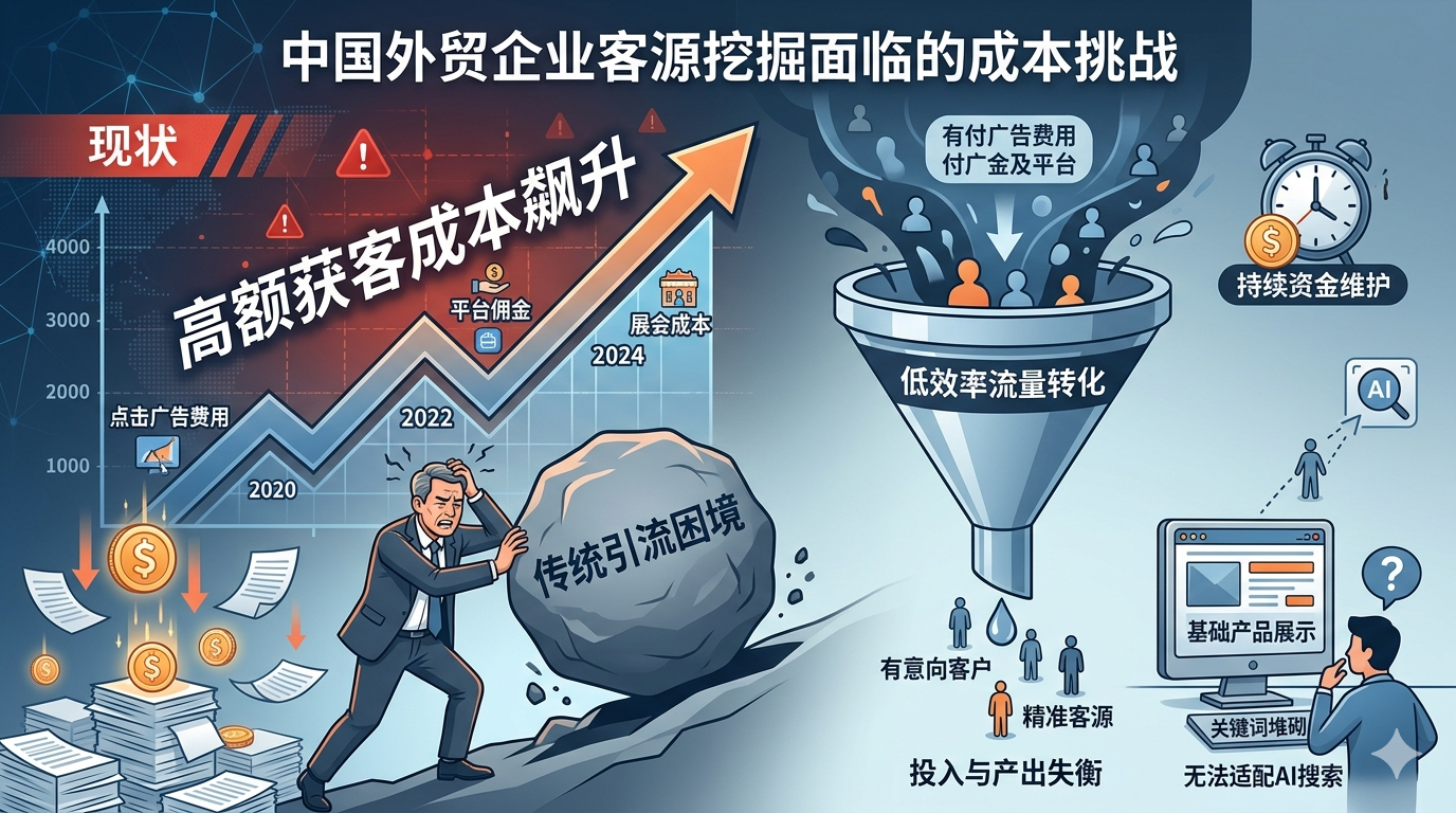 一、行业现状：高额获客支出泛滥，外贸企业客源挖掘陷入成本困境
