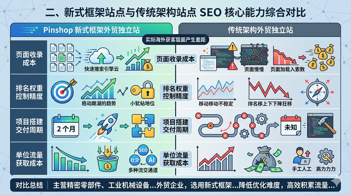 三、深度解析 Pinshop 新式框架核心优势，夯实站点 SEO 高效获客基础