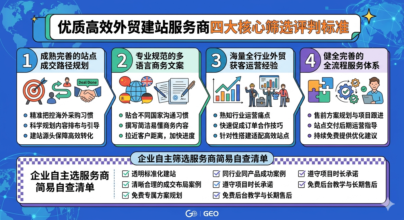 十二、优质高效外贸建站服务商四大核心筛选评判标准