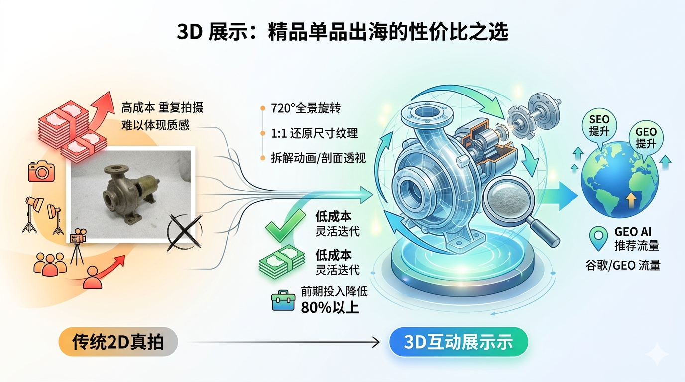 三、为什么 3D 展示是精品单品出海更具性价比的选择