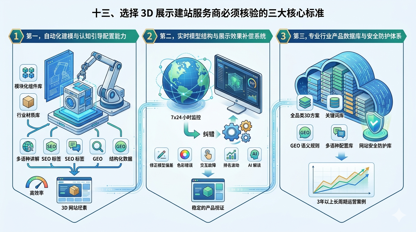 十三、选择 3D 展示建站服务商必须核验的三大核心标准