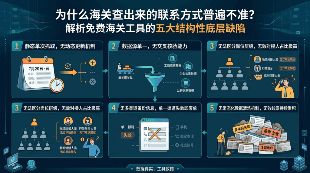 为什么海关查出来的联系方式普遍不准？五大结构性底层缺陷