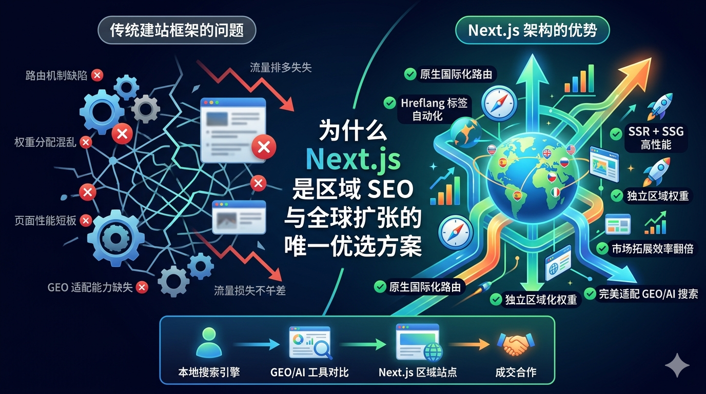 三、为什么 Next.js 是区域 SEO 与全球扩张的唯一优选方案