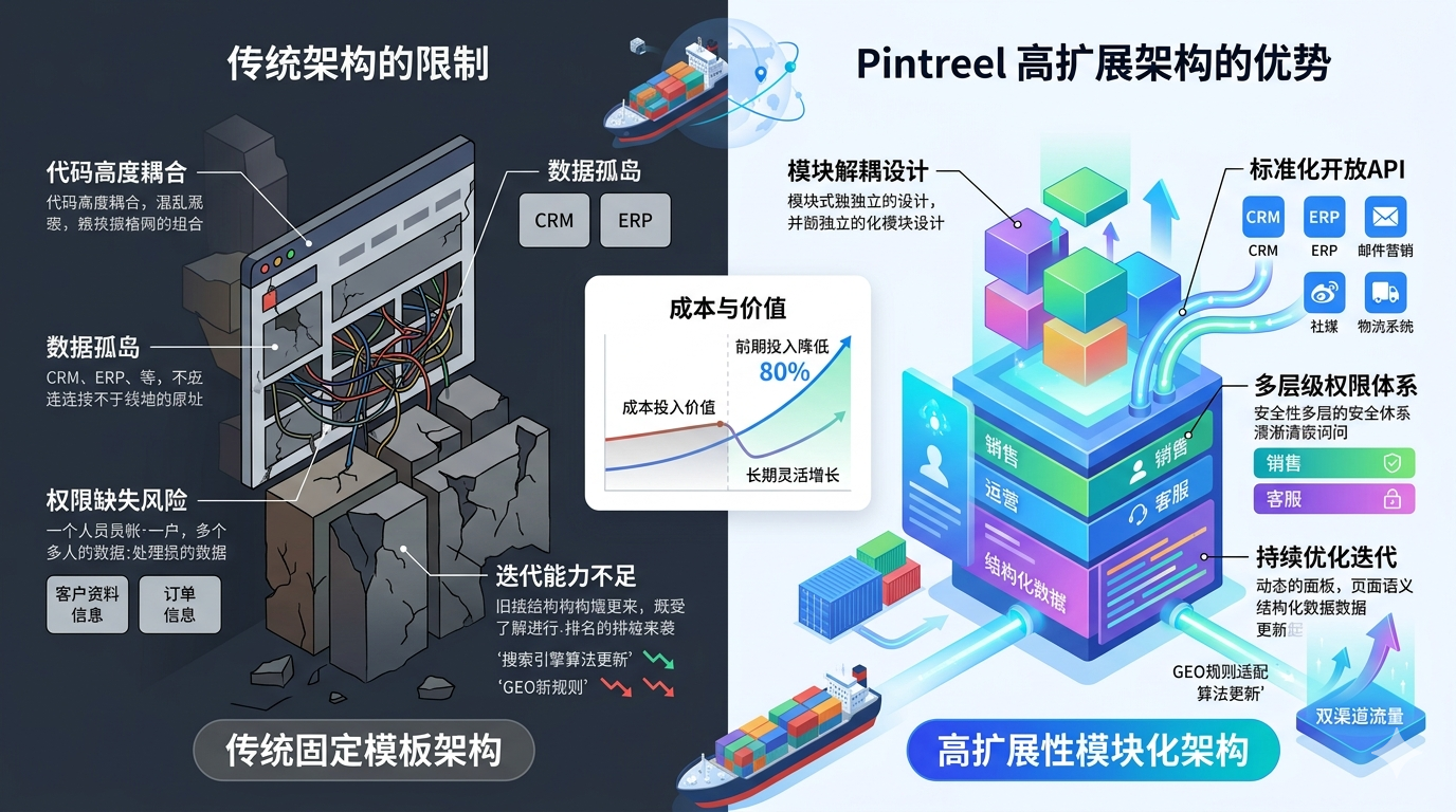 三、为什么高扩展性架构是成长型外贸企业的必然选择