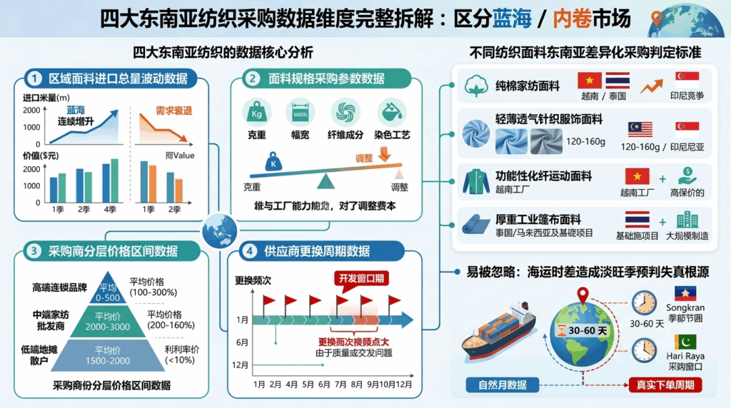 5 四大东南亚纺织采购数据维度完整拆解，区分蓝海 / 内卷市场