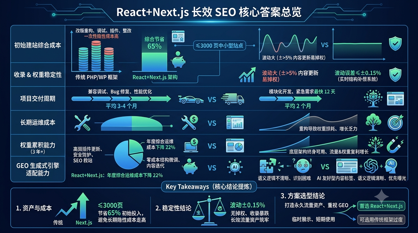 一、React+Next.js 长效 SEO 核心答案总览