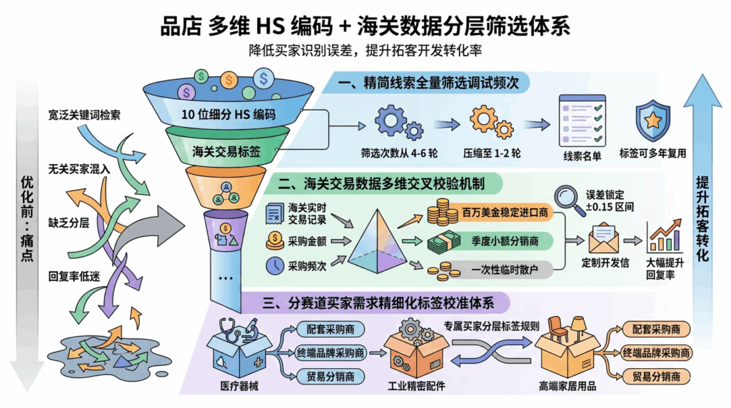 四、多维 HS 编码 + 海关数据分层筛选体系,降低买家识别误差,提升拓客开发转化率