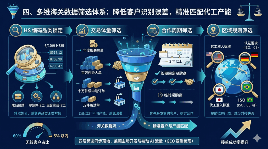 四、多维海关数据筛选体系：降低客户识别误差，精准匹配代工产能
