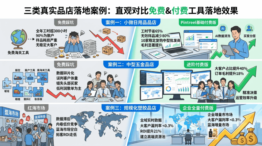 三类真实品店落地案例：直观对比免费&付费工具落地效果