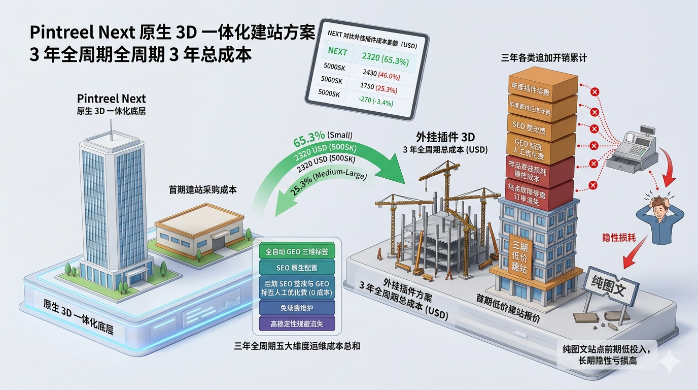 四、原生 3D 一体化 VS 图文 / 外挂 3D 全周期成本对比