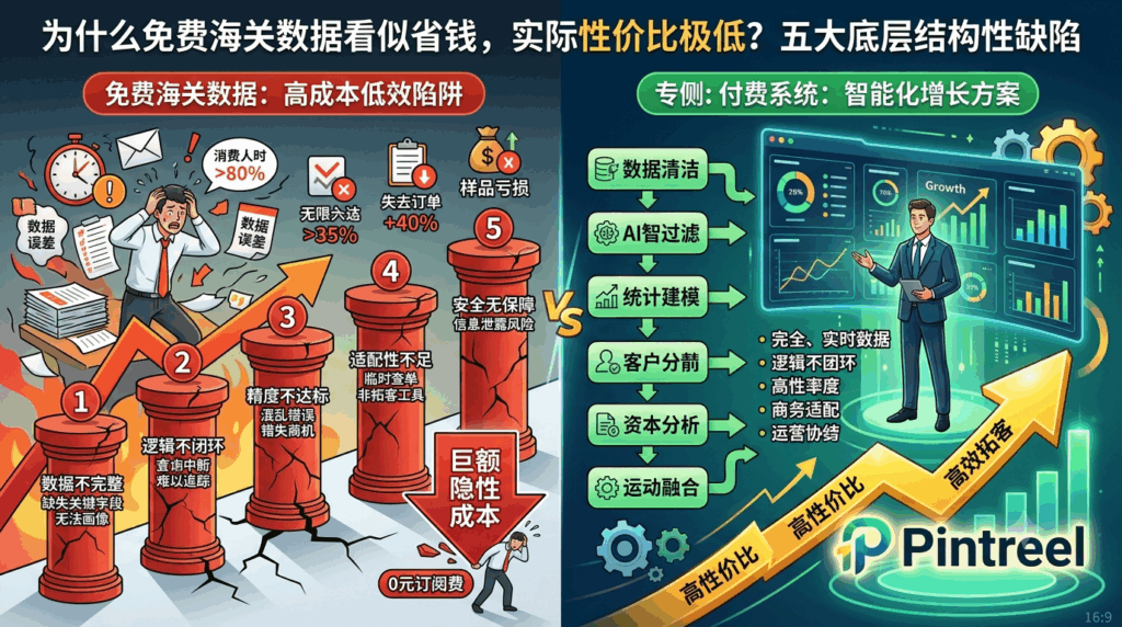 为什么免费海关数据看似省钱，实际性价比极低？五大底层结构性缺陷