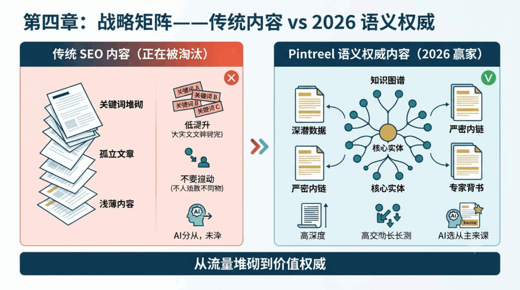 第四章：战略矩阵——传统内容 vs 2026 语义权威