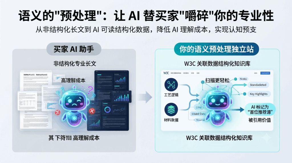 2. 语义的“预处理”：如何让 AI 替买家先“嚼碎”你的专业性？