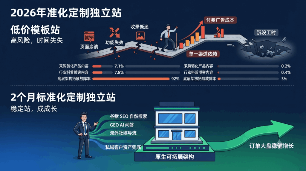五、低价模板站如何放大外贸出海的经营容错风险