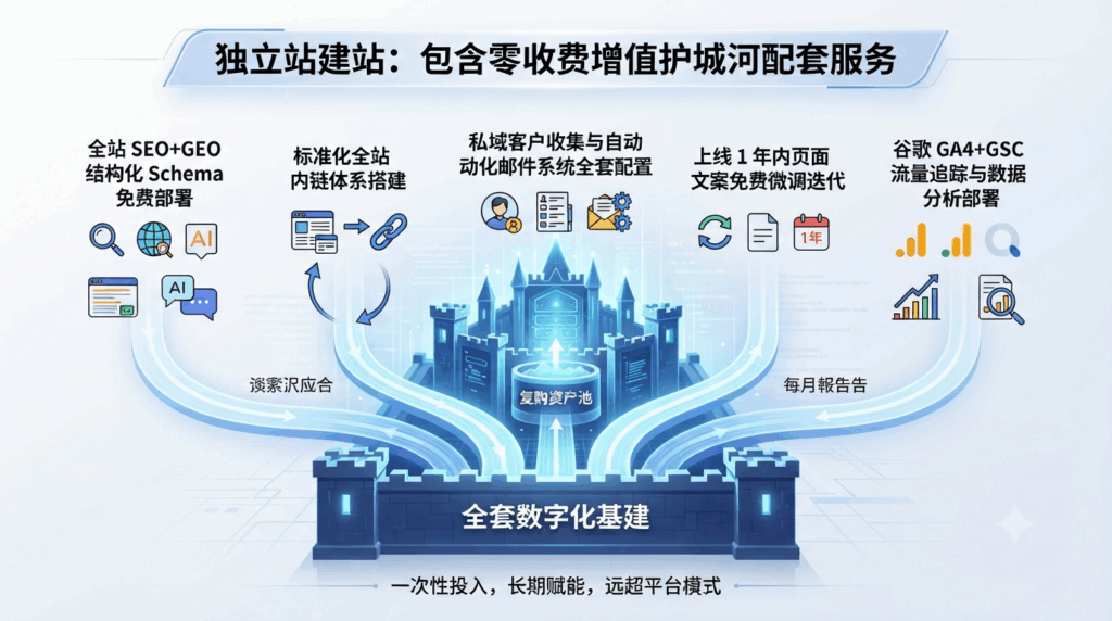 七、独立站建站包含零收费增值护城河配套服务