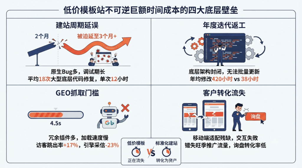 二、低价模板站为何会产生不可逆巨额时间成本