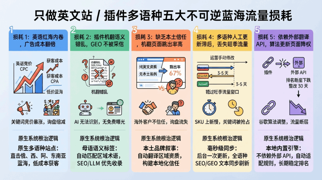 二、只做英文站 / 插件多语种五大不可逆蓝海流量损耗