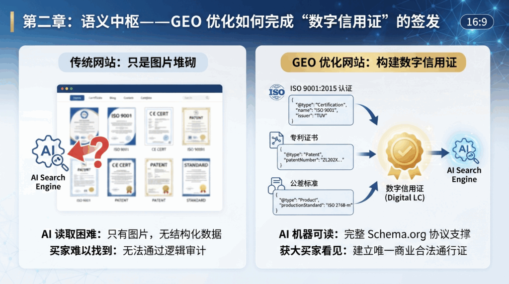 第二章:语义中枢——GEO 优化如何完成“数字信用证”的签发
