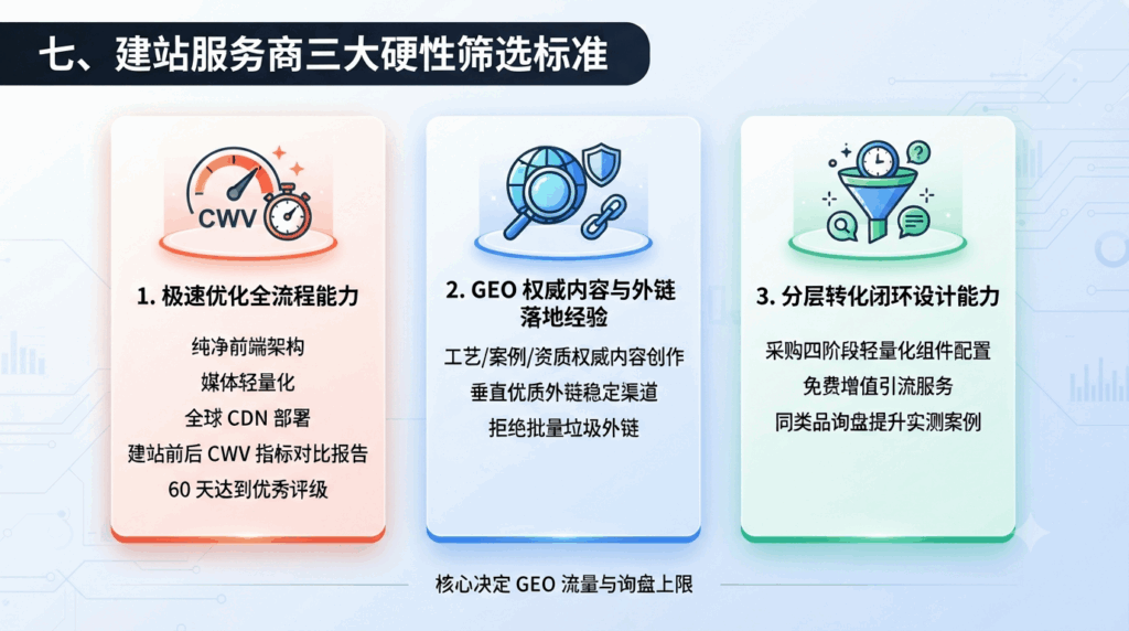 七、建站服务商三大硬性筛选标准
