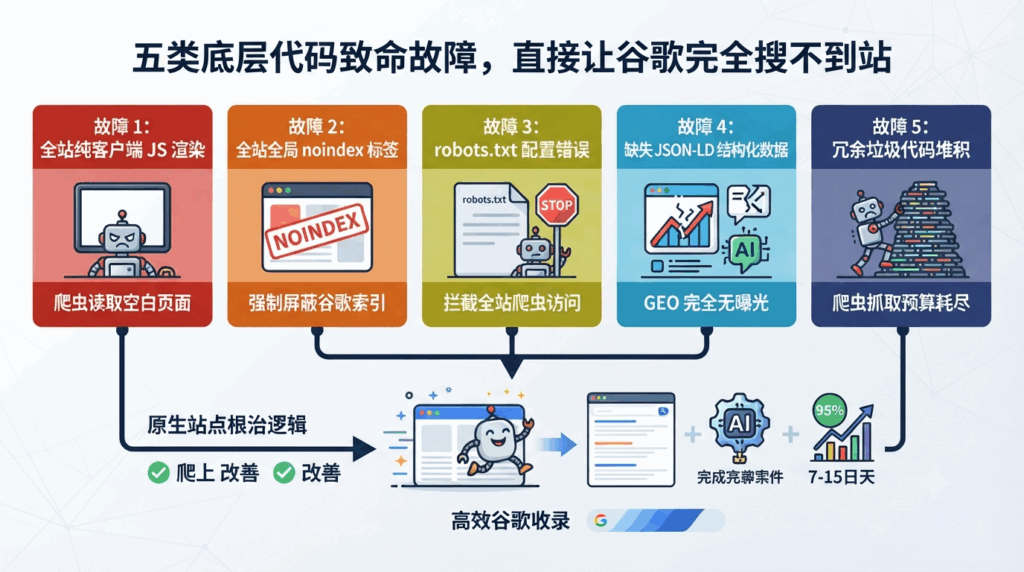 二、五类底层代码致命故障，直接让谷歌完全搜不到站